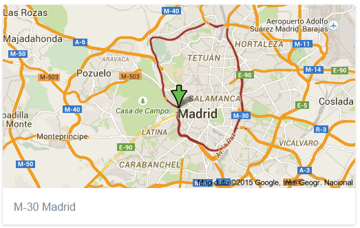 Mapa de la M 30 en Madrid